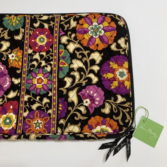 Vera Bradley 17" Laptop Sleeve Suzani Floral Quilted Soft Cotton Zip Top NEW - Picture 4 of 13